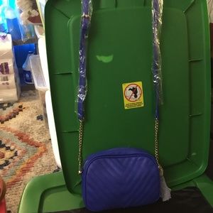 BNWT Royal blue chevron camera style bag